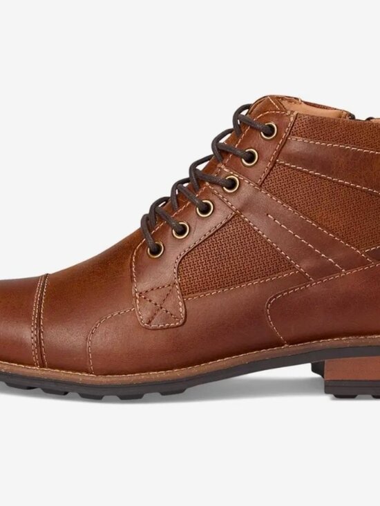 Steve Madden Jotting Dark Tan Leather City Side Zip Boots Men\'s Size 12 NEW